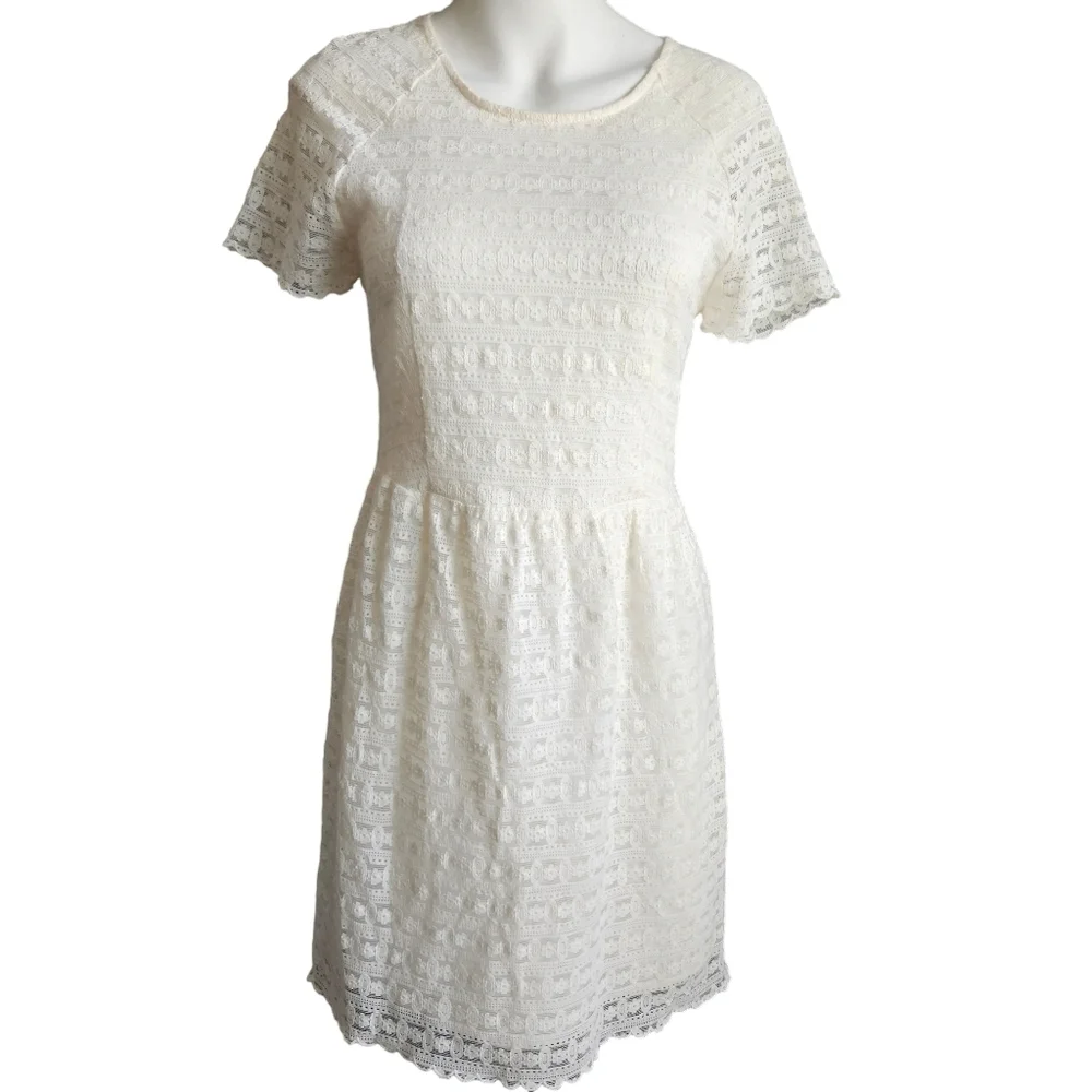 Free People Womens White Lace Overlay‎ Sz 6 Feminine Fairy